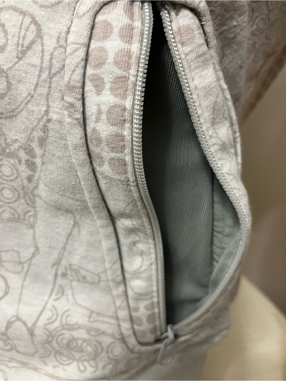 Light Gray Printed Asymmetric Zip Women's Jacket - Picture 6 of 11